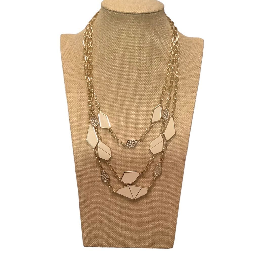 RSVP gold tone necklace three layer  NWT